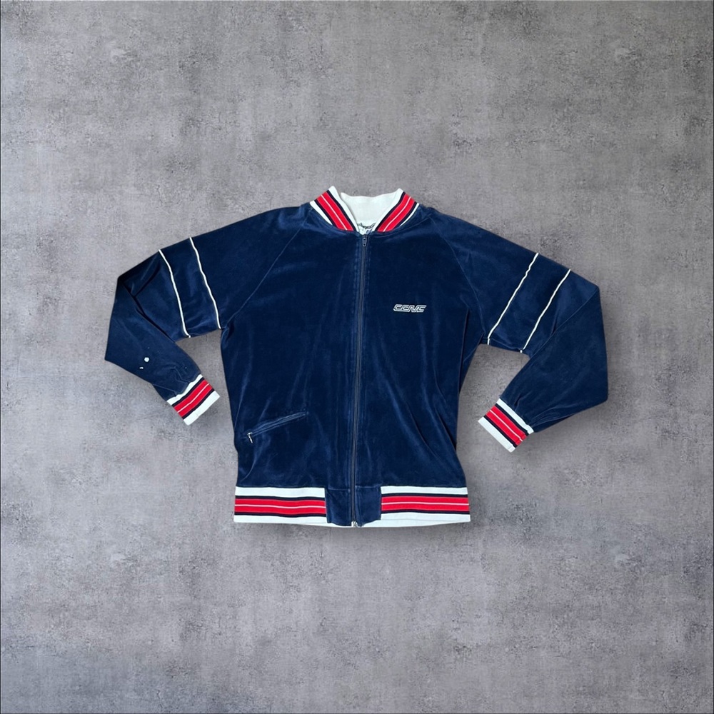 Navy Velour Track Jacket